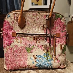 Dooney & Bourke Floral Dome Satchel — Pink, Blue & Tan Accents
